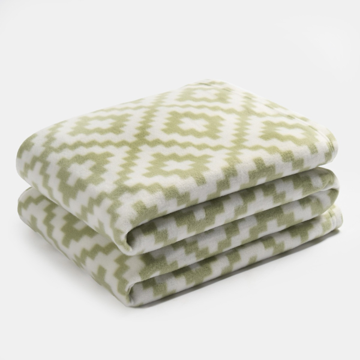 OHS Geometric Tile Print Fleece Throw - Sage>