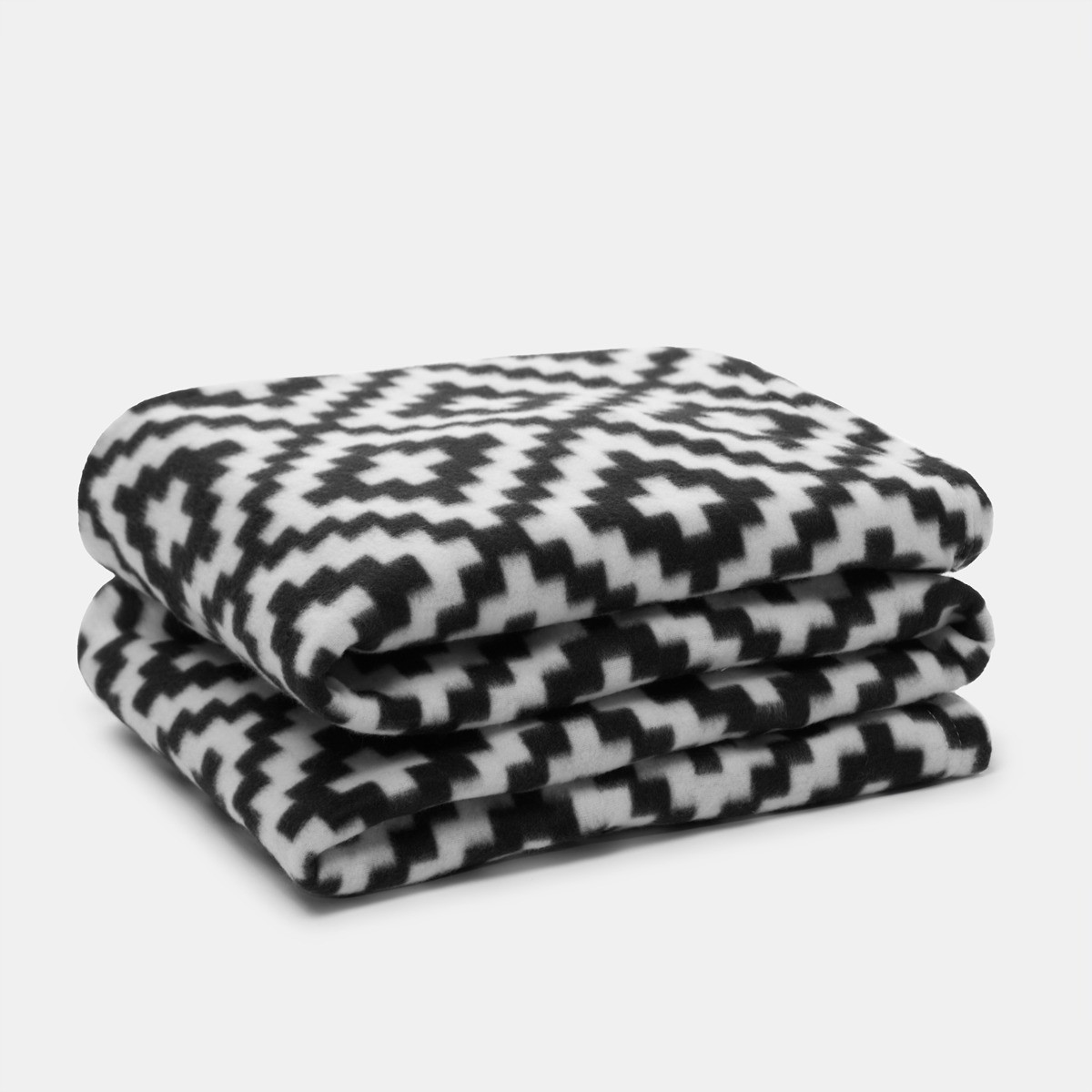 OHS Geometric Tile Print Fleece Throw - Monochrome>