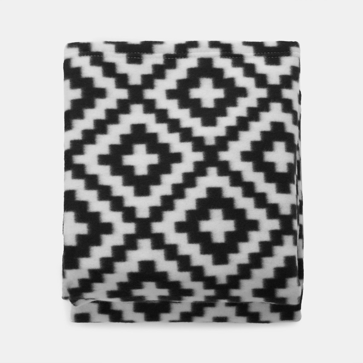 OHS Geometric Tile Print Fleece Throw - Monochrome>