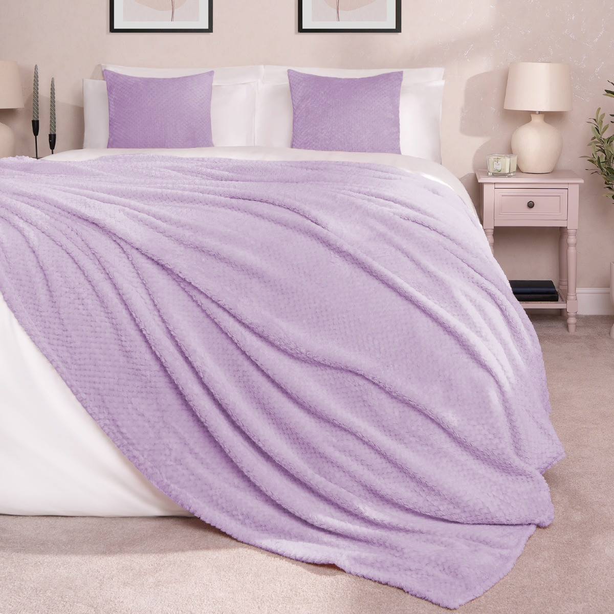 Dreamscene Waffle Mink Throw - Lilac>