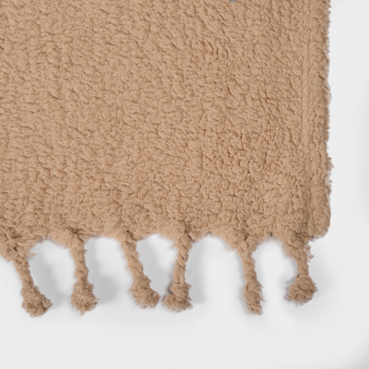 OHS Tassel Sherpa Fleece Throw - Natural>