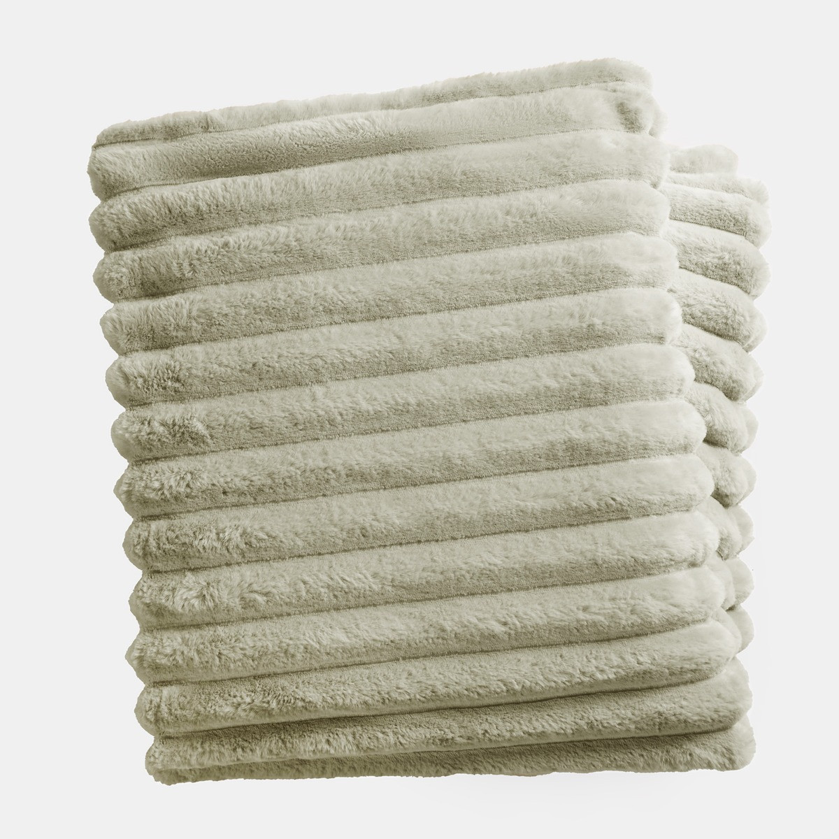 OHS Faux Fur Thick Ribbed Throw - Sage>