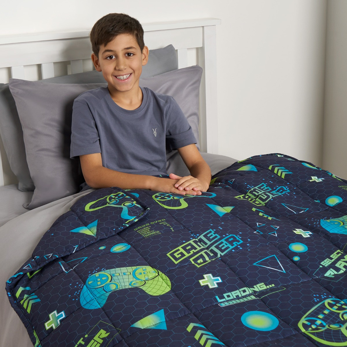 OHS Kids Neon Gaming Weighted Blanket, Blue/Green - 3KG>