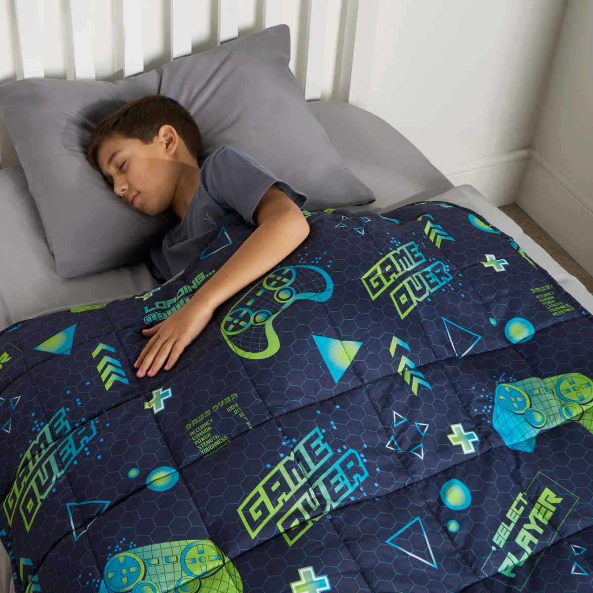 OHS Kids Neon Gaming Weighted Blanket, Blue/Green - 3KG>