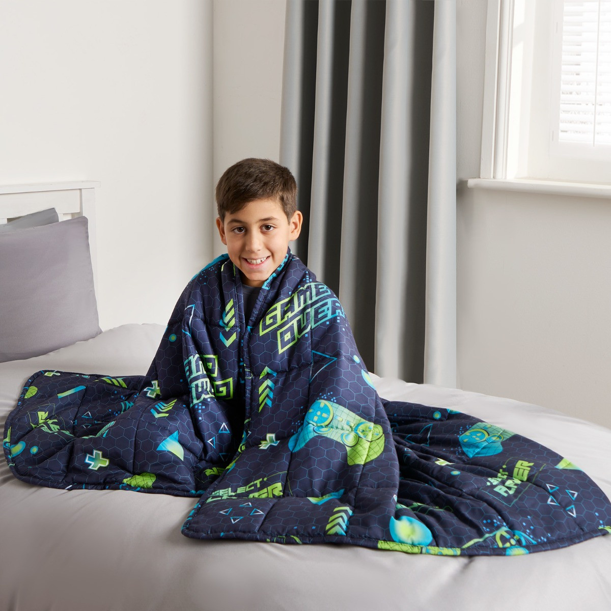 OHS Kids Neon Gaming Weighted Blanket, Blue/Green - 3KG>