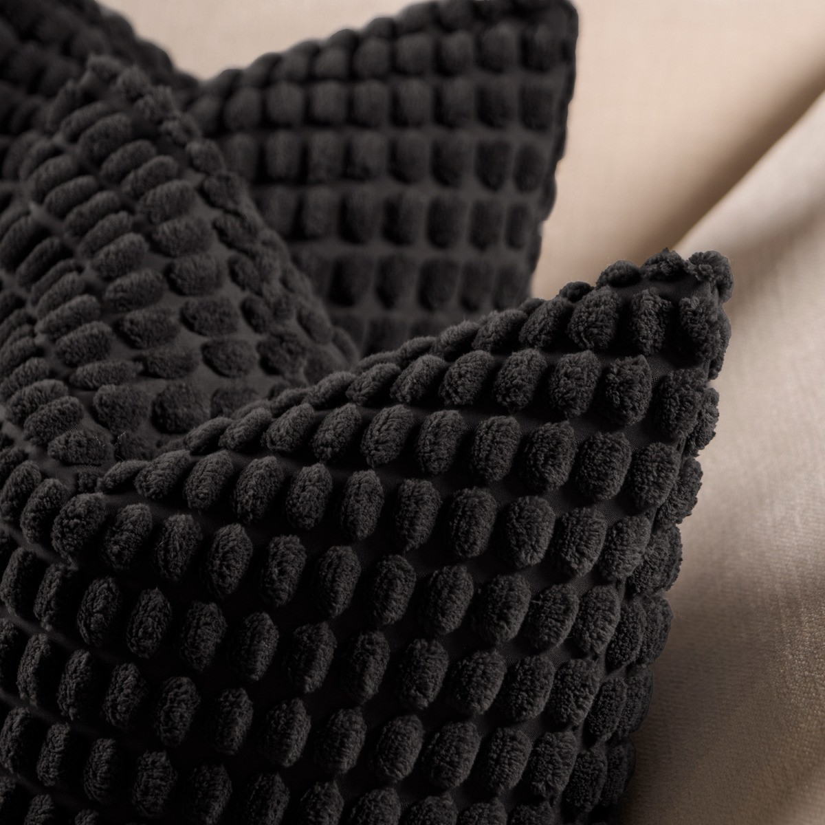 OHS Bobble Textured Cushion Covers - Black>