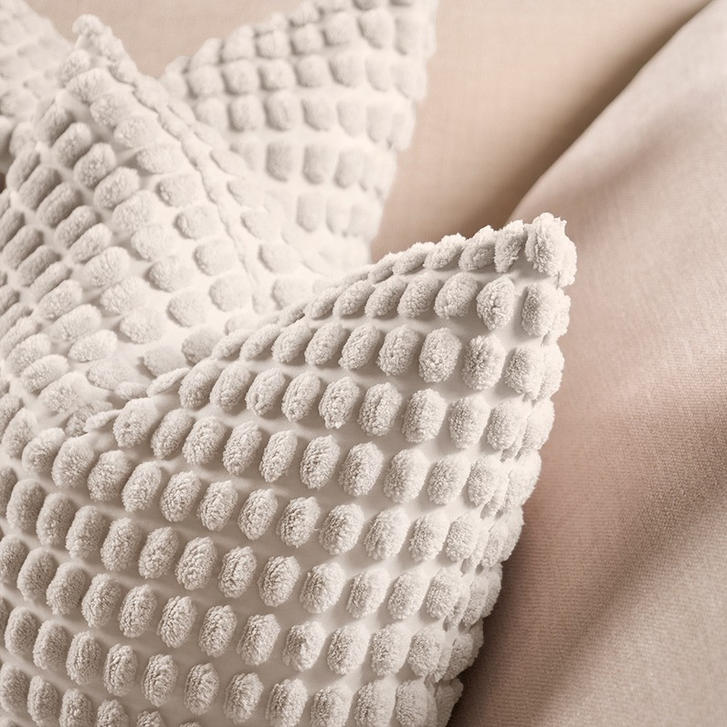 OHS Bobble Textured Cushion Covers - Cream>