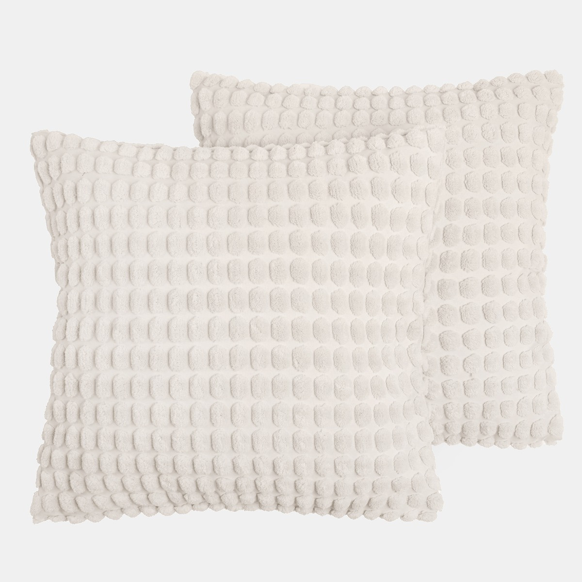 OHS Bobble Textured Cushion Covers - Cream>