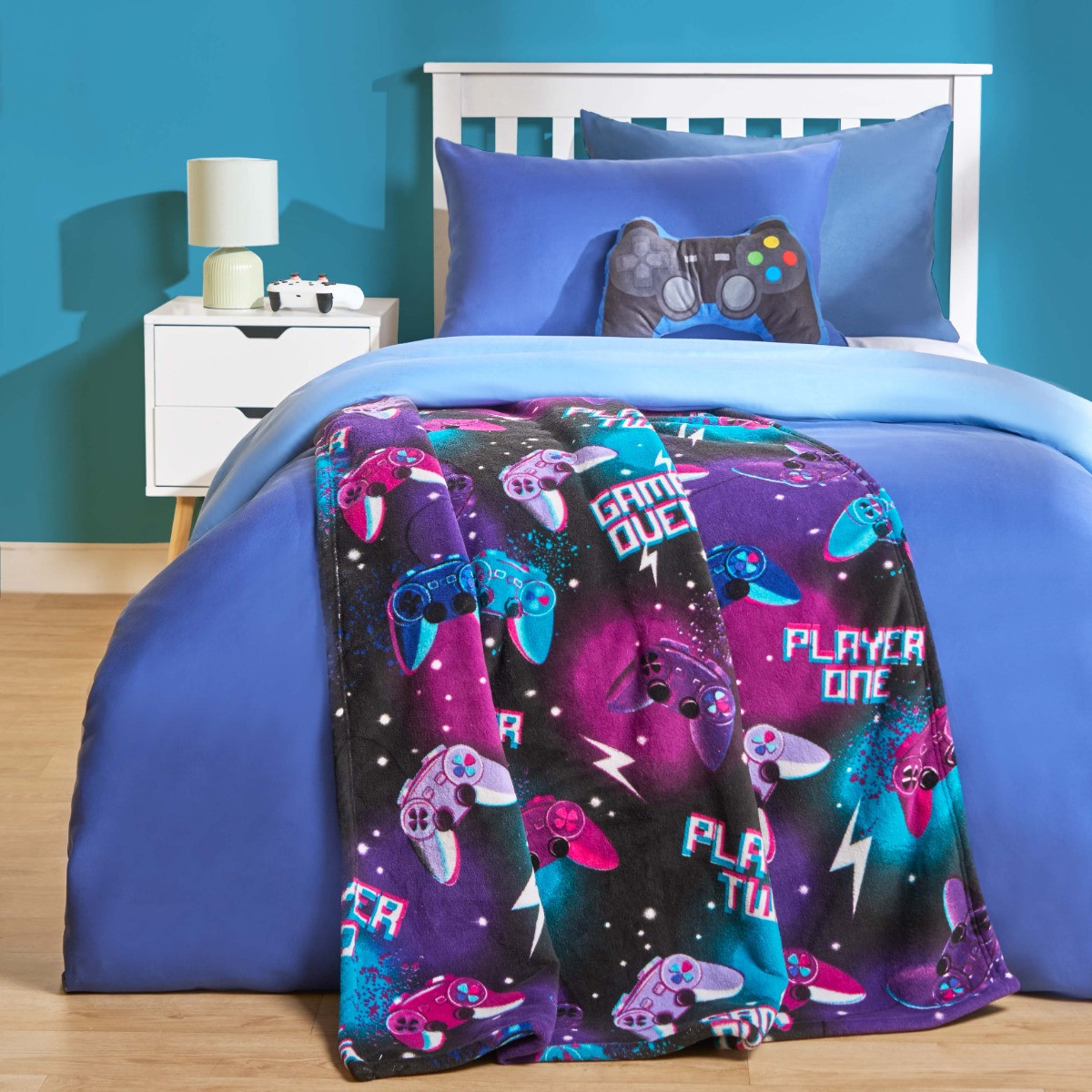 OHS Kids Gaming Printed Throw - Neon>