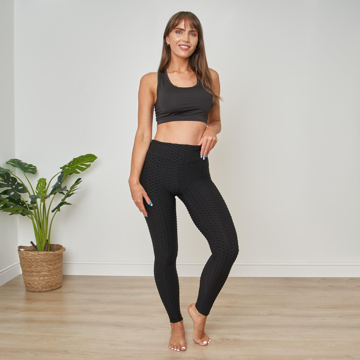 Ruched top black leggings