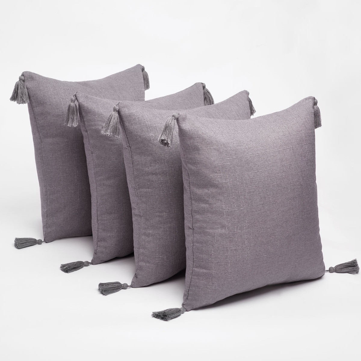 Dreamscene 2 Pack Tassel Cushion Covers - Silver>