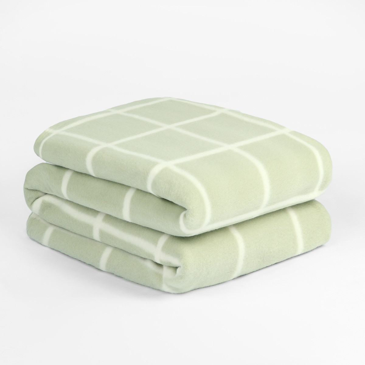 Dreamscene Check Fleece Throw - Sage Green>