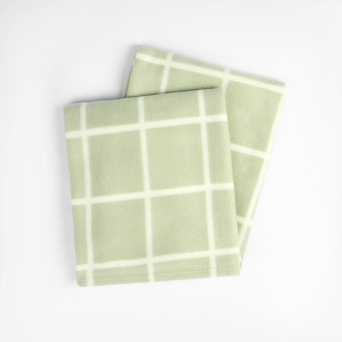 Dreamscene Check Fleece Throw - Sage Green>