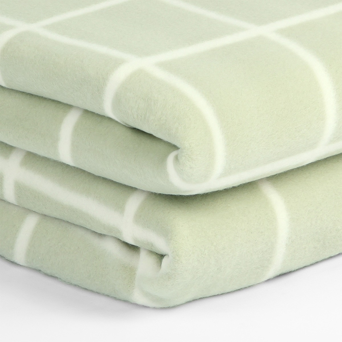 Dreamscene Check Fleece Throw - Sage Green>