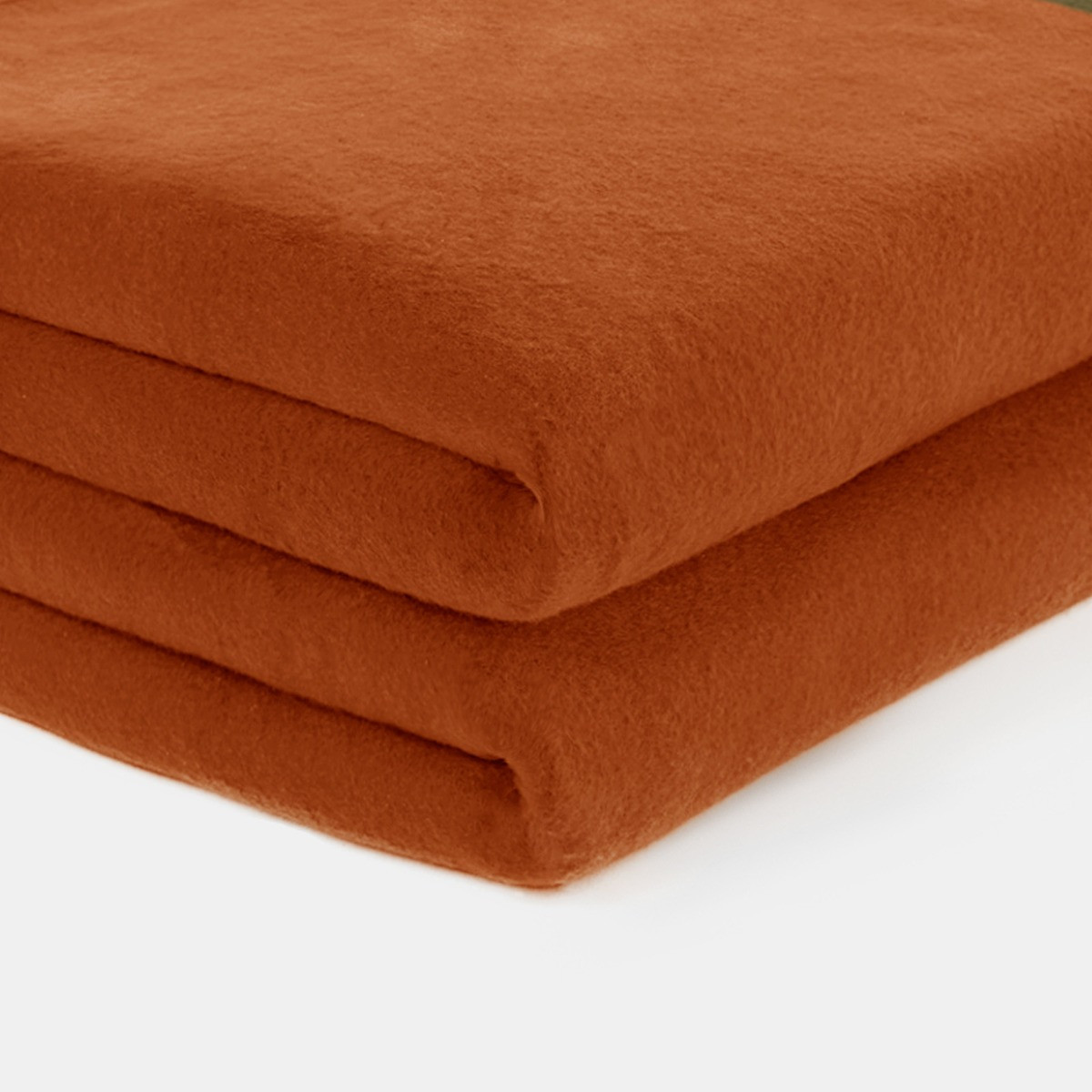 Dreamscene Plain Fleece Throw, Burnt Orange - 120 x 150cm>