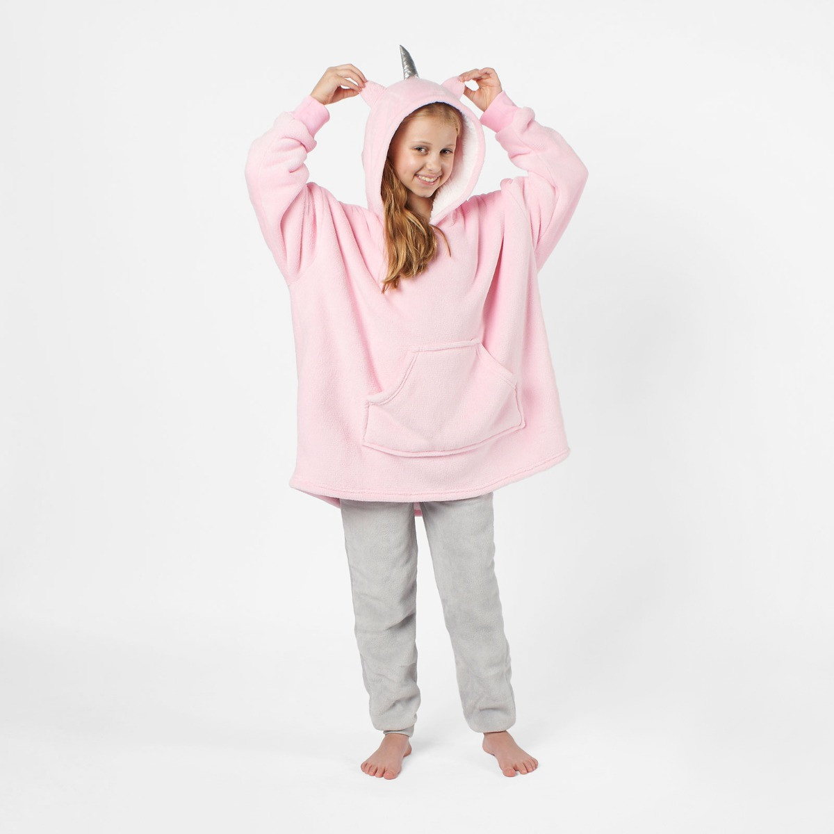 Dreamscene Unicorn Print Hoodie Blanket, Kids - Pink>