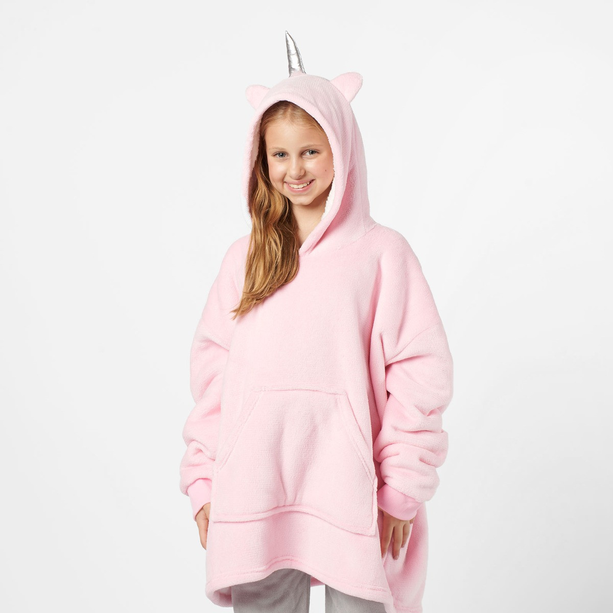 Dreamscene Unicorn Print Hoodie Blanket, Kids - Pink>