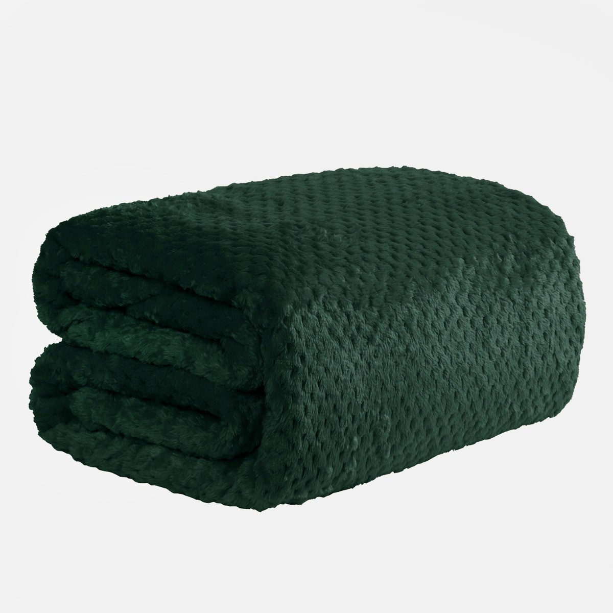 Dreamscene Waffle Mink Throw, Forest Green - 125 x 150cm>