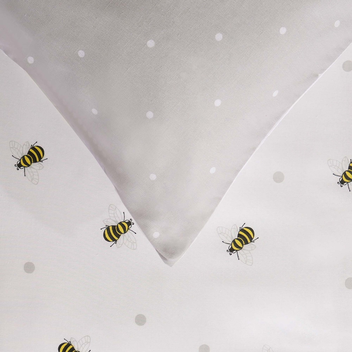 Dreamscene Bee Print Duvet Cover Set, White - Single>