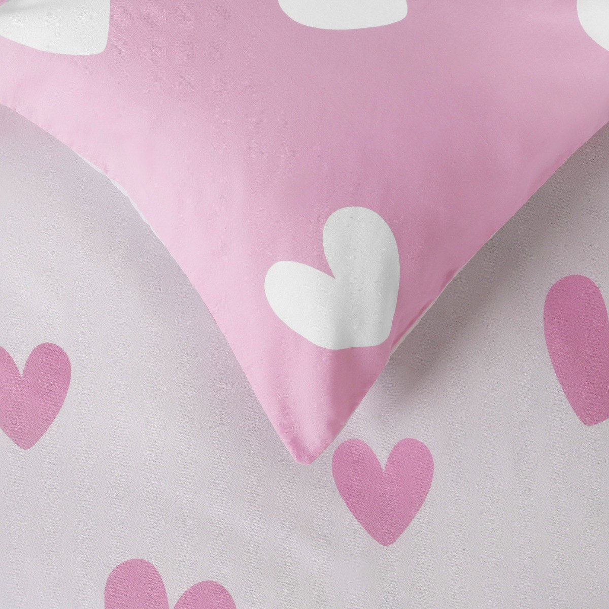 Dreamscene Heart Print Duvet Cover Set, Pink - Single>