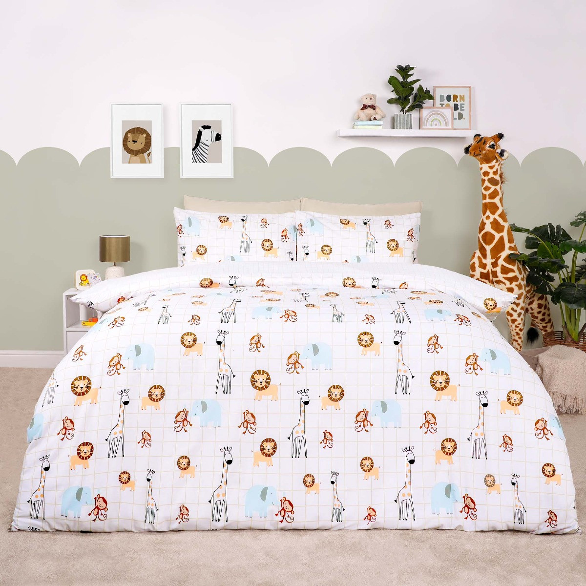 Dreamscene Safari Print Duvet Cover Set, Natural - Single