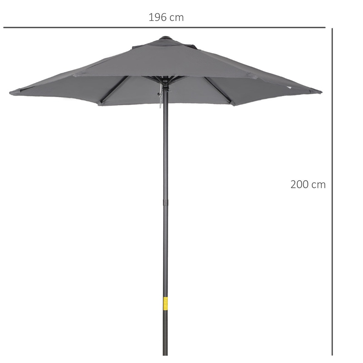 Outsunny Patio Parasol Umbrella, Charcoal - 1.96m>