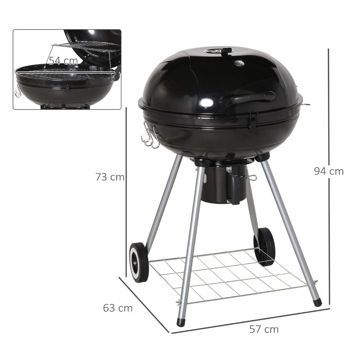 Outsunny Portable Kettle BBQ - Black>