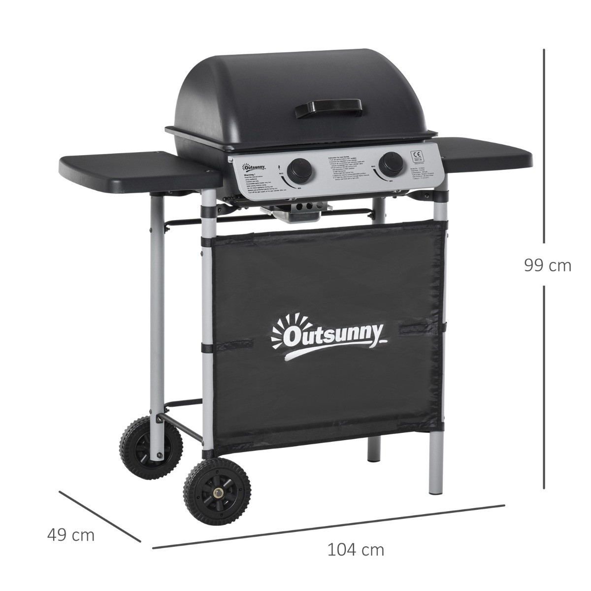 Outsunny 2 Burner Gas BBQ - Black>