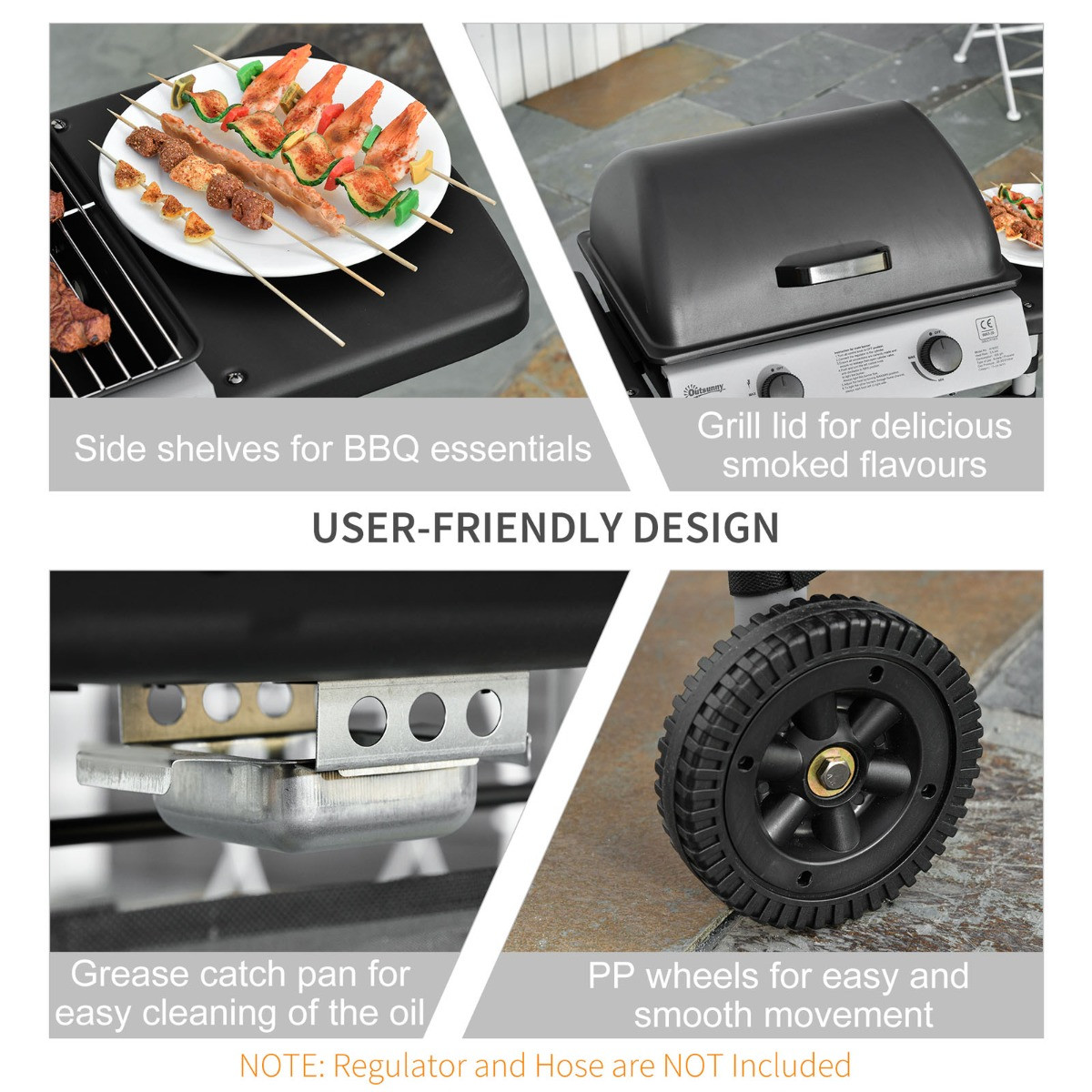 Outsunny 2 Burner Gas BBQ - Black>