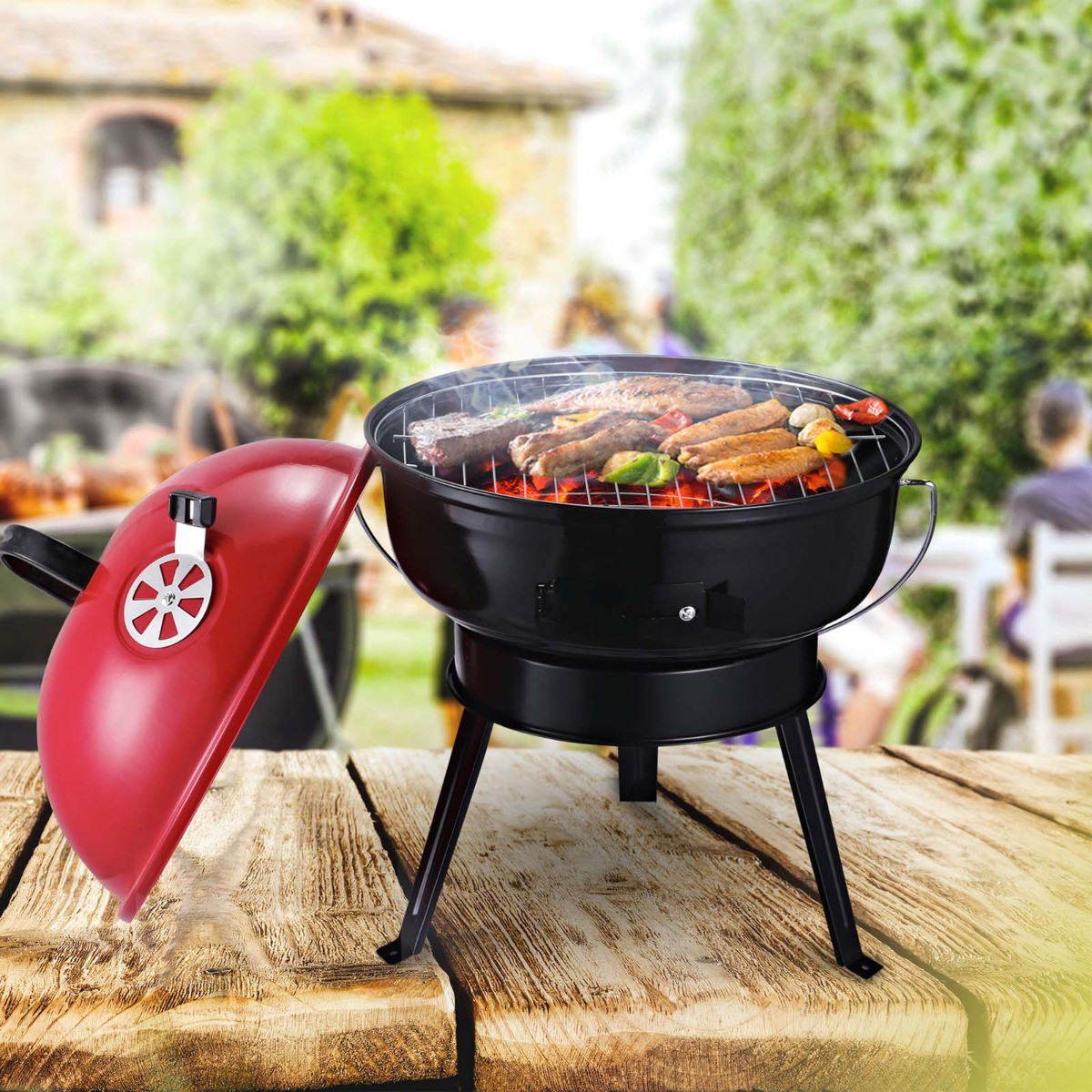 Outsunny Small Portable BBQ - Red>