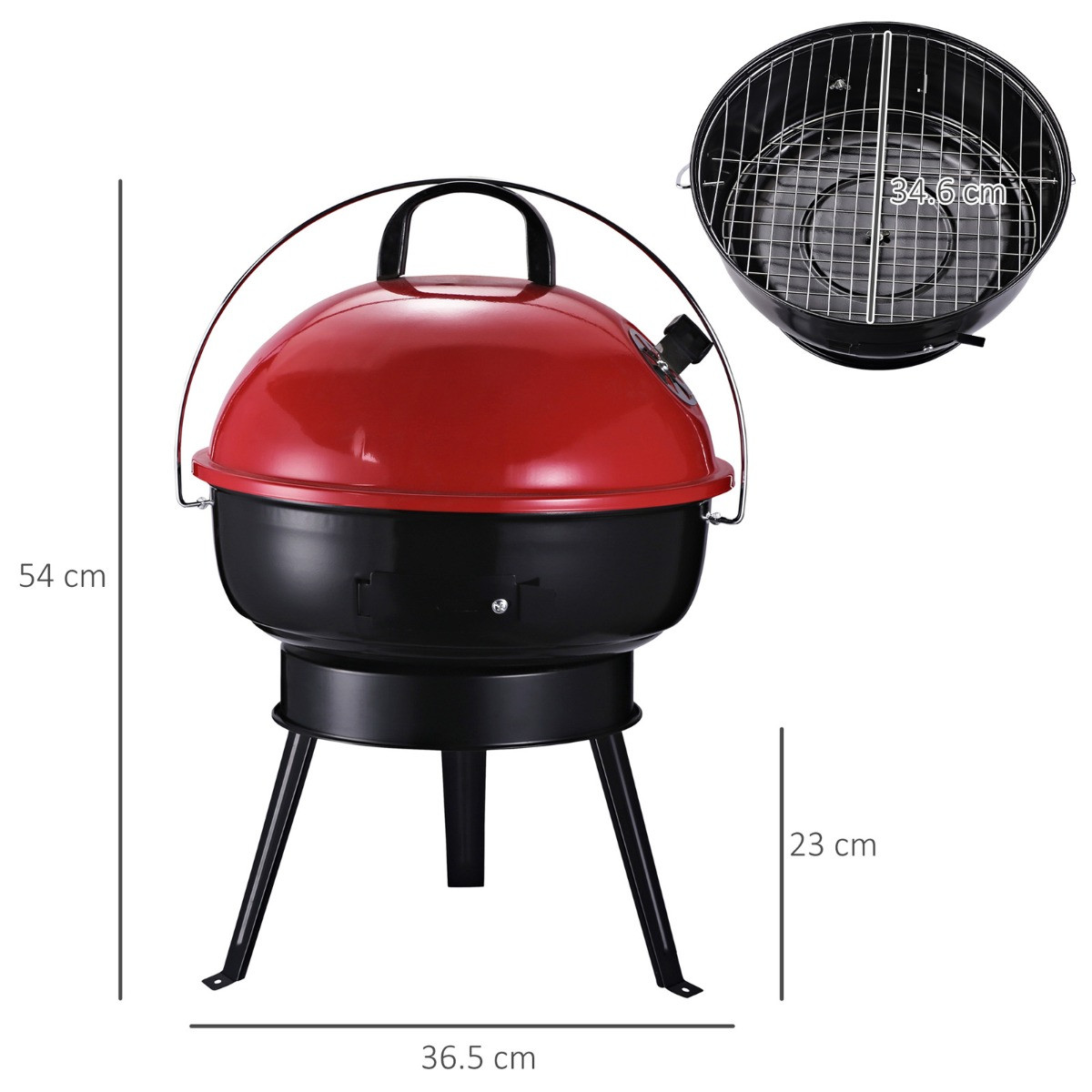 Outsunny Small Portable BBQ - Red>