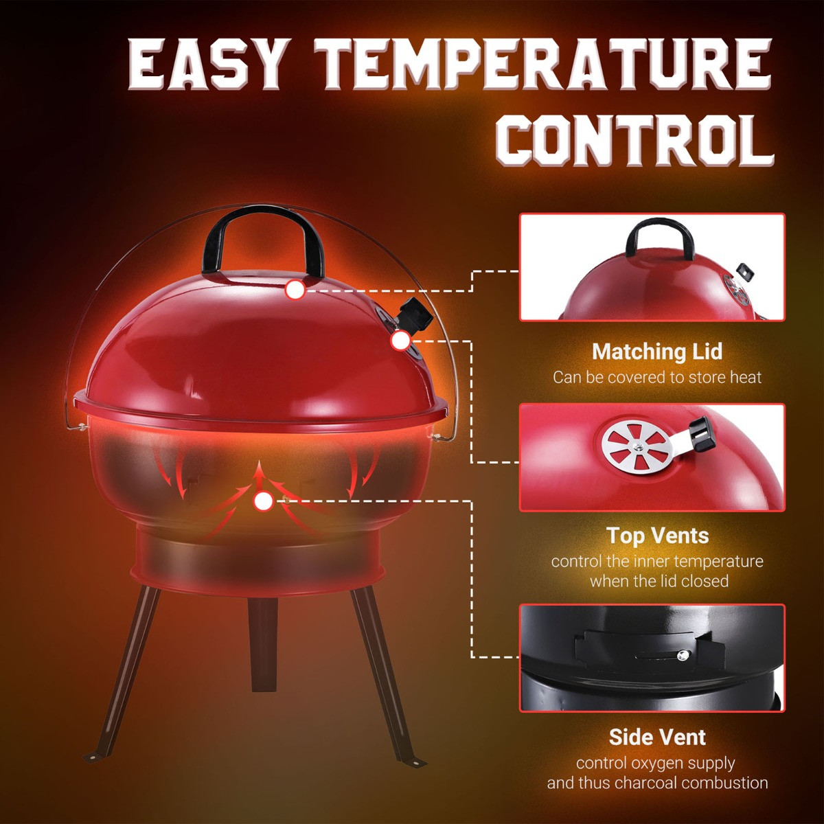 Outsunny Small Portable BBQ - Red>