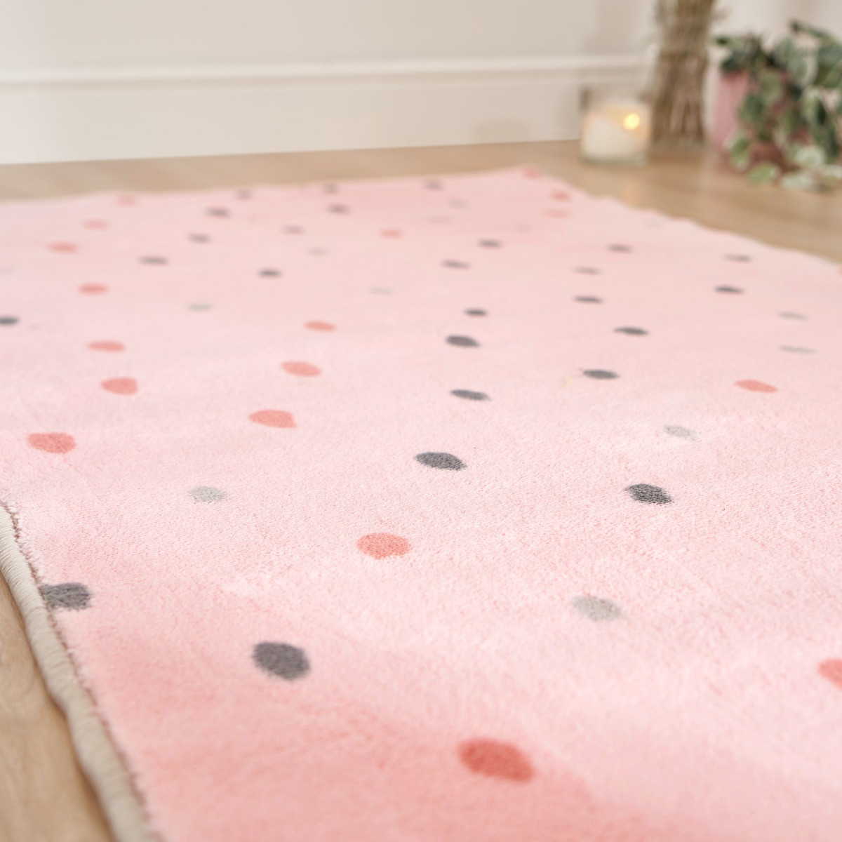 Dreamscene Dalmatian Spots Print Rug, Blush - 80 x 150cm>