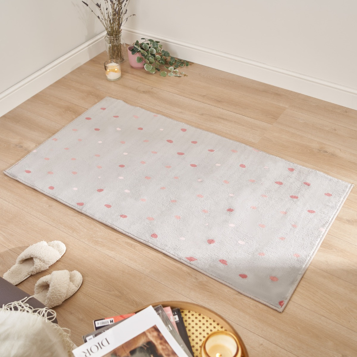 Dreamscene Dalmatian Spots Print Rug, Grey - 80 x 150cm>