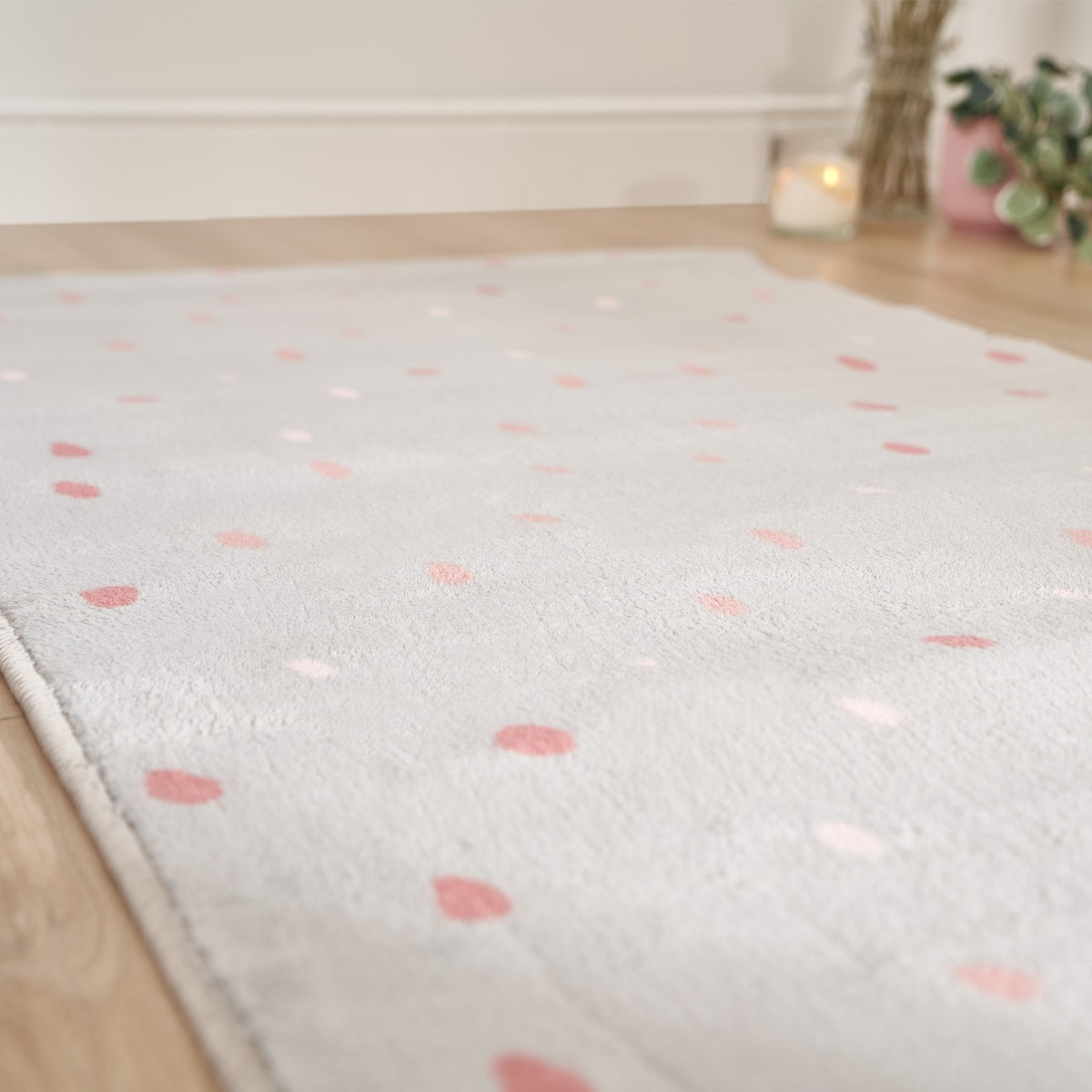 Dreamscene Dalmatian Spots Print Rug, Grey - 80 x 150cm>