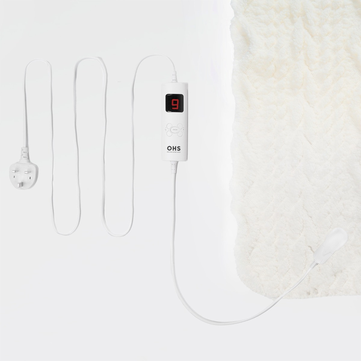 OHS Heated Cable Knit Electric Blanket - Cream>