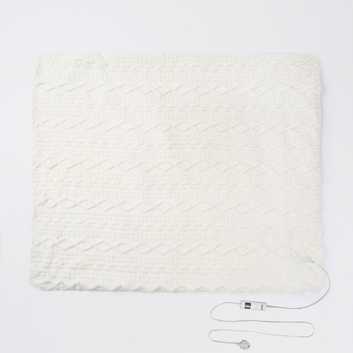 OHS Heated Cable Knit Electric Blanket - Cream>