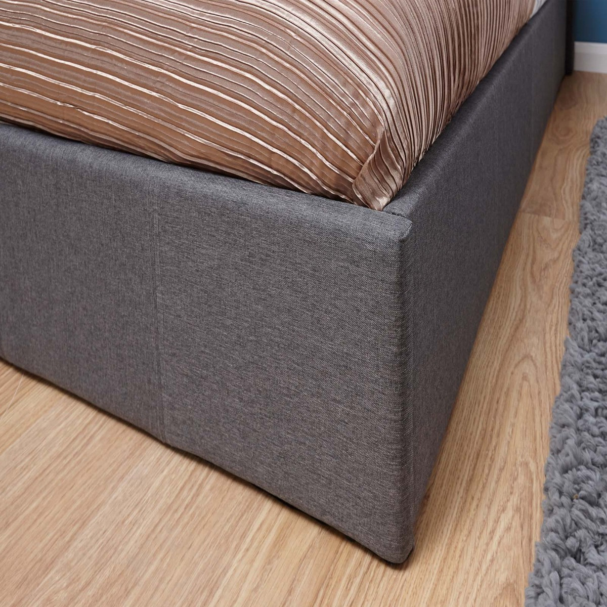 Fabric End Lift Ottoman Storage Bed, 4ft 6 Double - Grey>