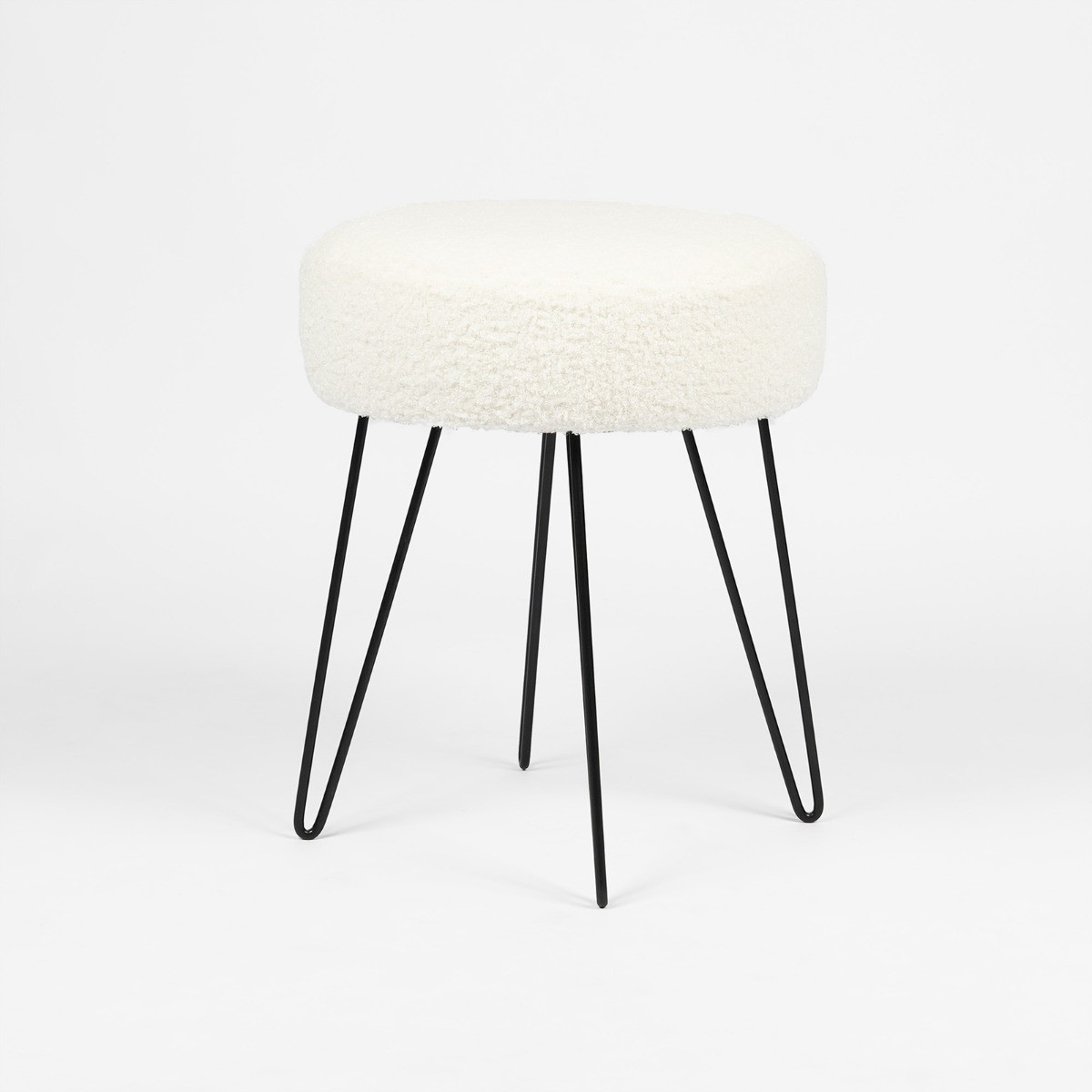 OHS Bouclé Hairpin Stool - White>