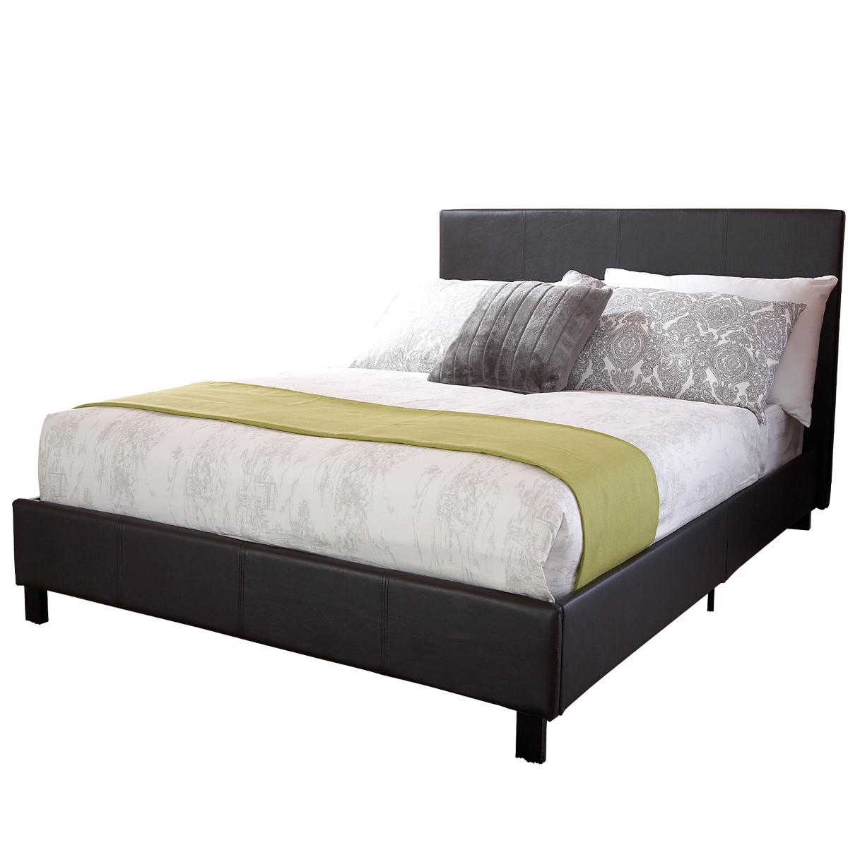 Faux Leather Bed in a Box, 5ft King - Grey>