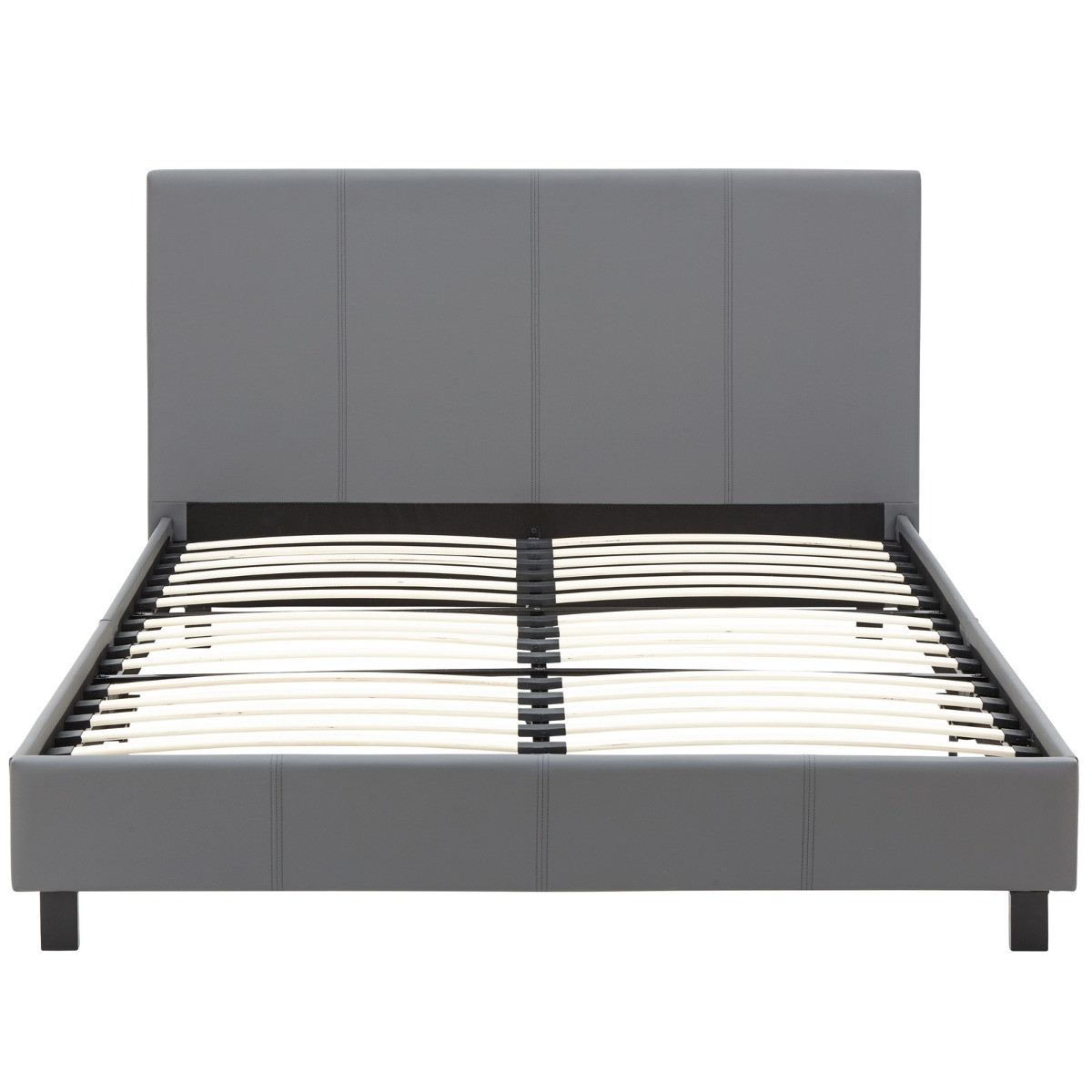 Faux Leather Bed in a Box, 4ft 6 Double - Grey>