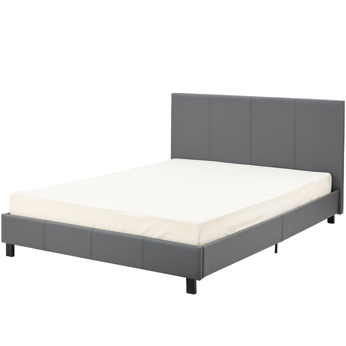 Faux Leather Bed in a Box, 4ft Small Double - Grey>