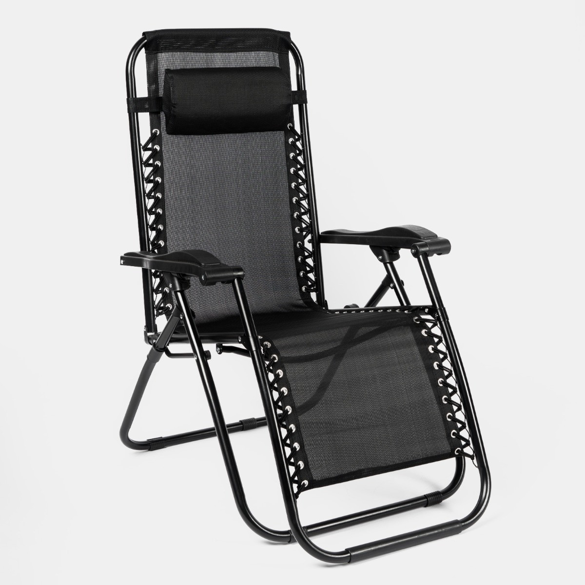 OHS Zero Gravity Sun Lounging Garden Chair - Black>