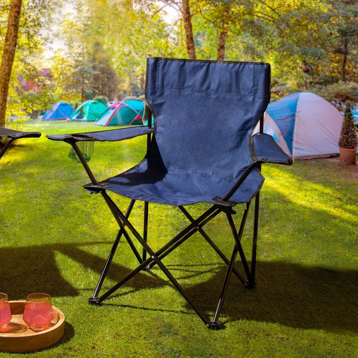 OHS Foldable Camping Chair - Navy>