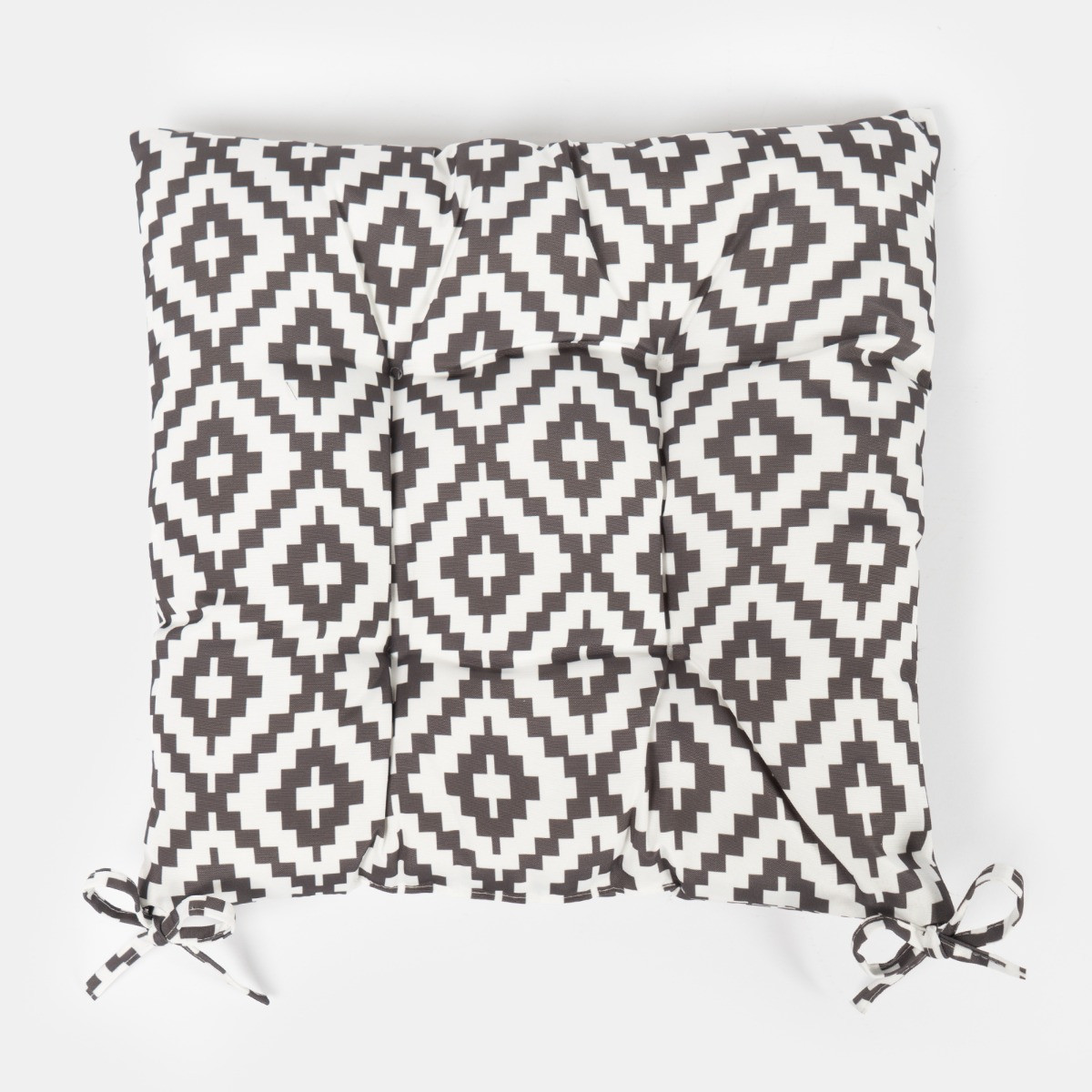 OHS Indoor/Outdoor Geometric Print Seat Pads - Grey/White>