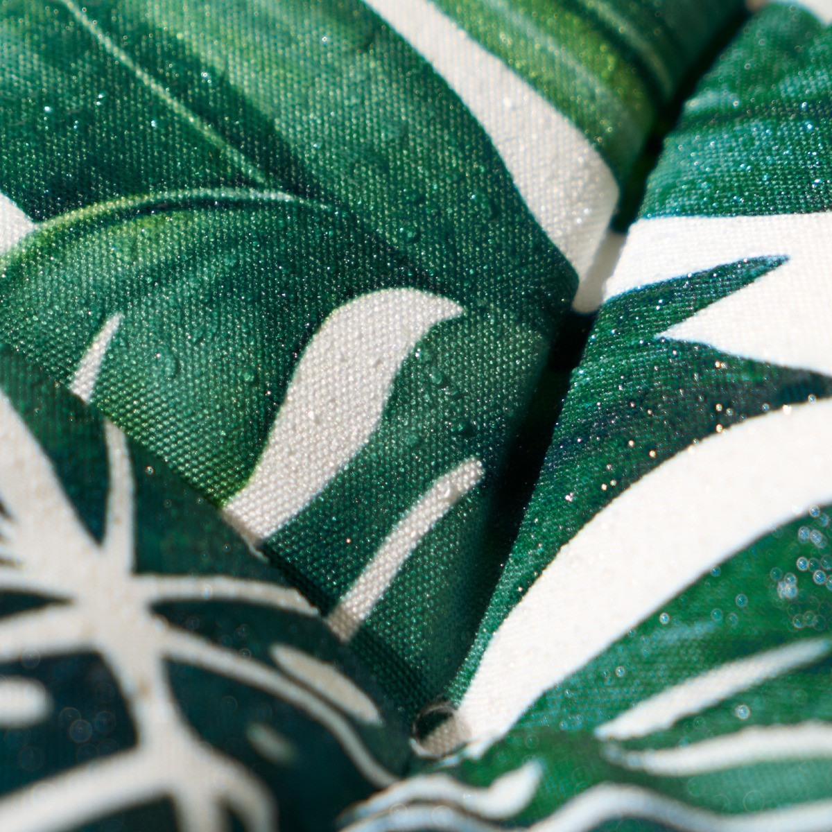 OHS Indoor/Outdoor Tropical Leaf Print Seat Pads - Green/White>