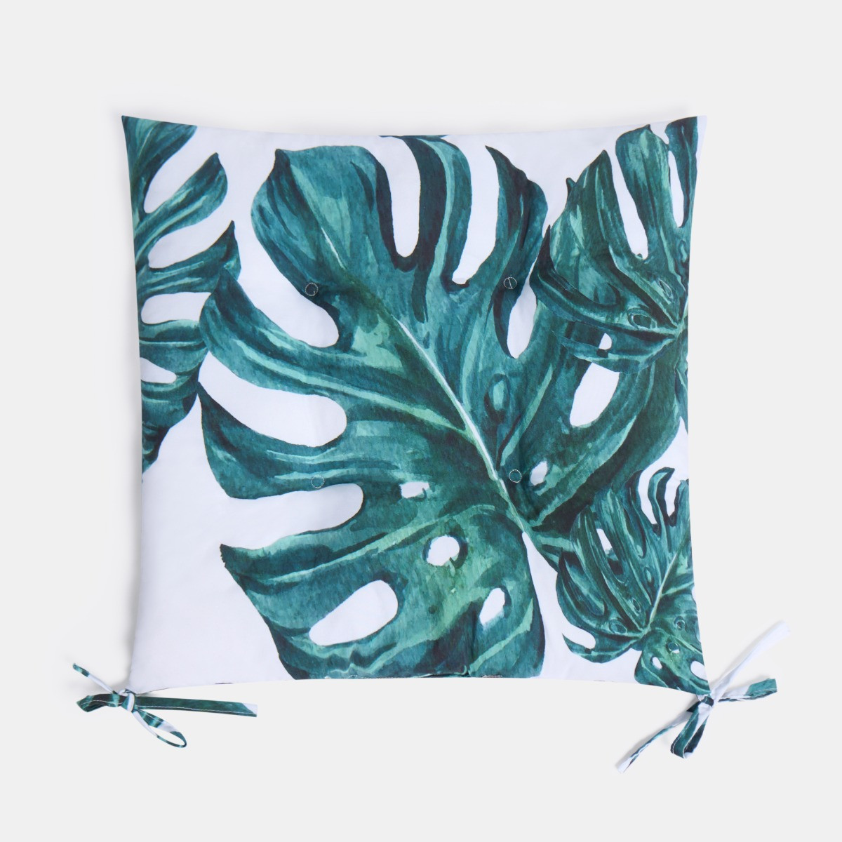 OHS Indoor/Outdoor Tropical Leaf Print Seat Pads - Green/White>