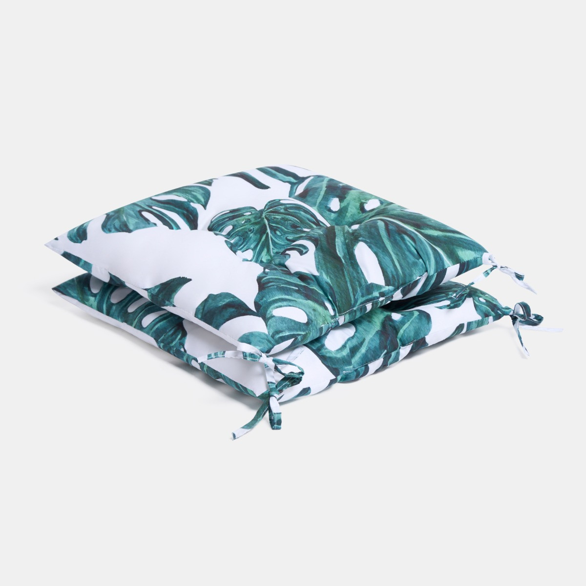 OHS Indoor/Outdoor Tropical Leaf Print Seat Pads - Green/White>