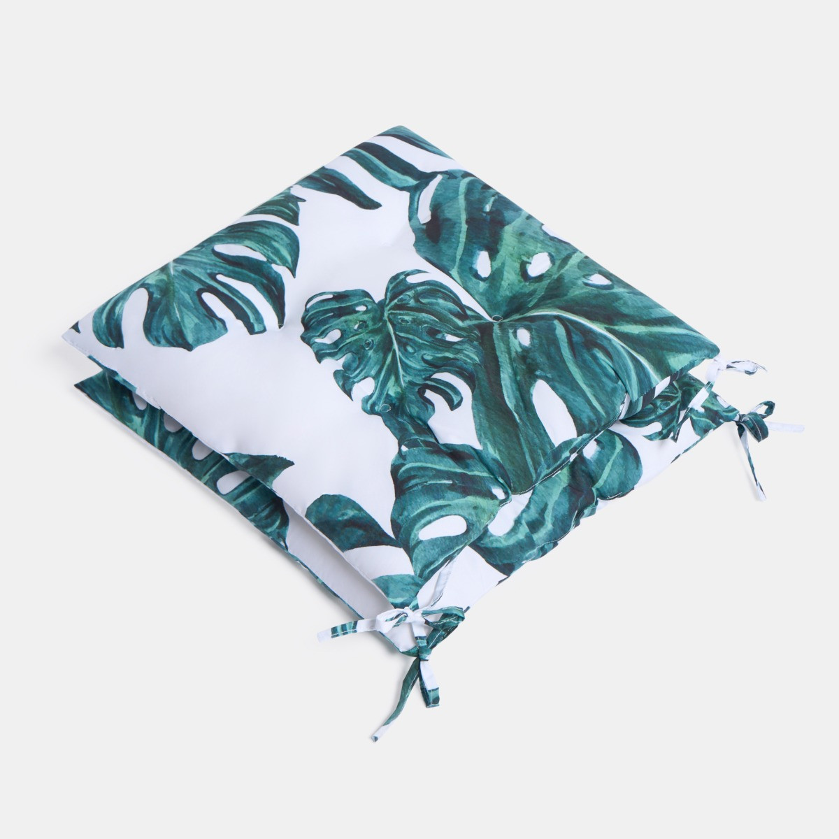 OHS Indoor/Outdoor Tropical Leaf Print Seat Pads - Green/White>