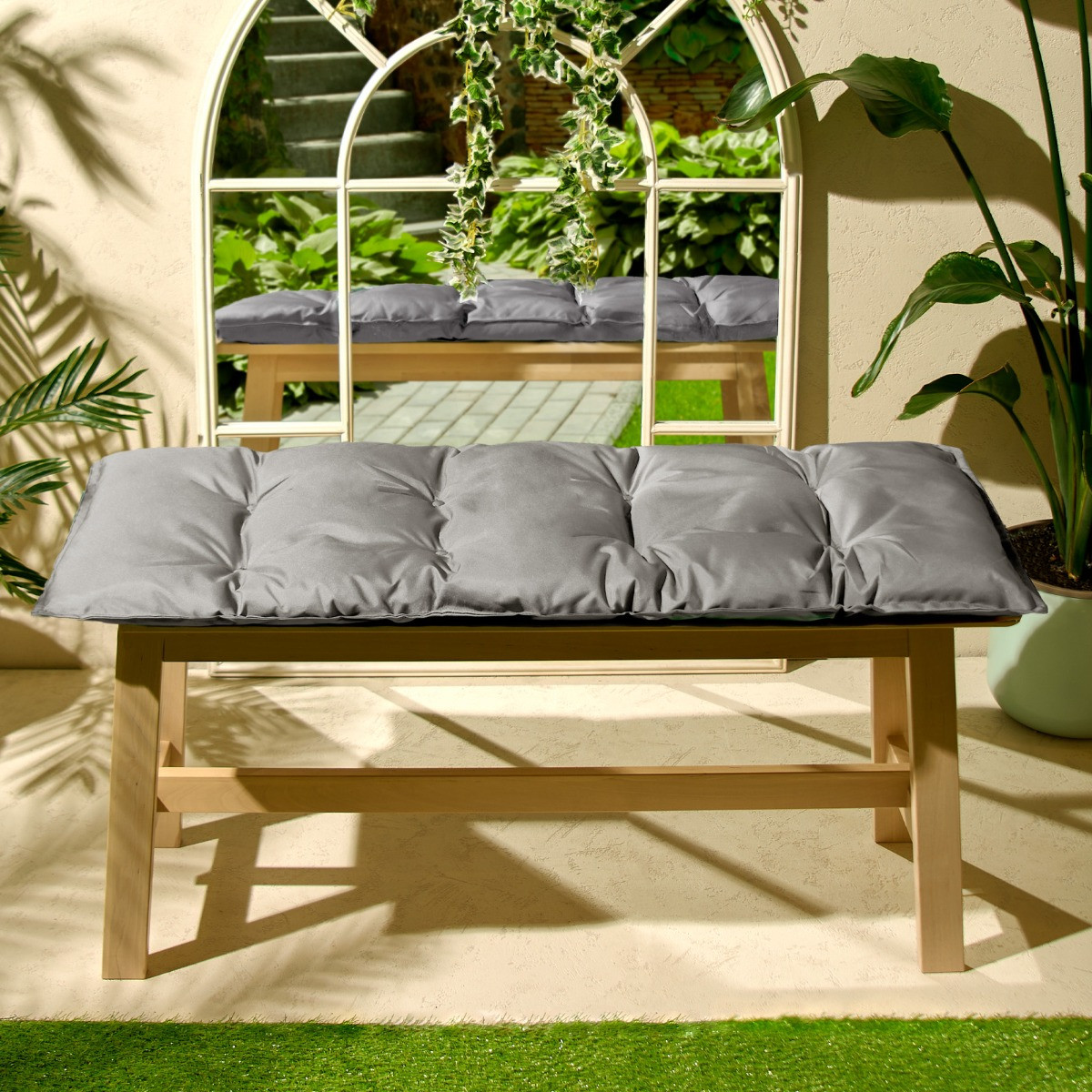OHS 2 Seater Water Resistant Bench Pad, 110cm x 40cm - Grey>